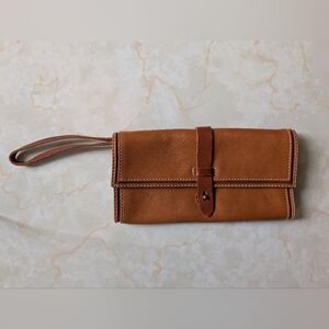 Madewell Tan Leather Wristlet Clutch